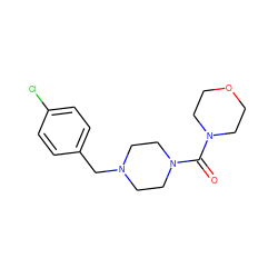 O=C(N1CCOCC1)N1CCN(Cc2ccc(Cl)cc2)CC1 ZINC000049718855