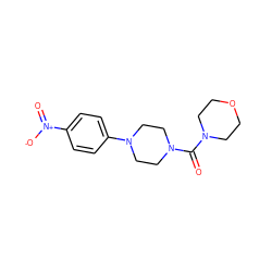 O=C(N1CCOCC1)N1CCN(c2ccc([N+](=O)[O-])cc2)CC1 ZINC000004043680