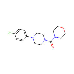 O=C(N1CCOCC1)N1CCN(c2ccc(Cl)cc2)CC1 ZINC000000619421