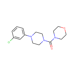 O=C(N1CCOCC1)N1CCN(c2cccc(Cl)c2)CC1 ZINC000000545681