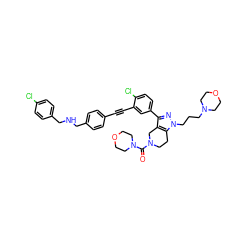 O=C(N1CCOCC1)N1CCc2c(c(-c3ccc(Cl)c(C#Cc4ccc(CNCc5ccc(Cl)cc5)cc4)c3)nn2CCCN2CCOCC2)C1 ZINC000095597995