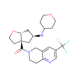 O=C(N1CCc2ncc(C(F)(F)F)cc2C1)[C@@]12CCO[C@@H]1C[C@@H](NC1CCOCC1)C2 ZINC000169334905