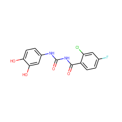 O=C(NC(=O)c1ccc(F)cc1Cl)Nc1ccc(O)c(O)c1 ZINC000013673947