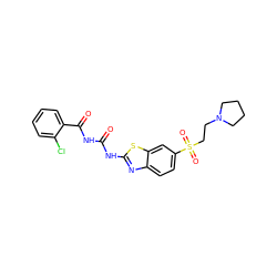 O=C(NC(=O)c1ccccc1Cl)Nc1nc2ccc(S(=O)(=O)CCN3CCCC3)cc2s1 ZINC000059258518