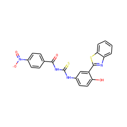 O=C(NC(=S)Nc1ccc(O)c(-c2nc3ccccc3s2)c1)c1ccc([N+](=O)[O-])cc1 ZINC000002064362