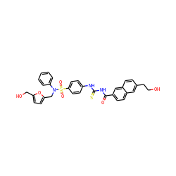 O=C(NC(=S)Nc1ccc(S(=O)(=O)N(Cc2ccc(CO)o2)c2ccccc2)cc1)c1ccc2cc(CCO)ccc2c1 ZINC001772598596