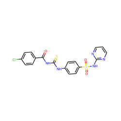 O=C(NC(=S)Nc1ccc(S(=O)(=O)Nc2ncccn2)cc1)c1ccc(Cl)cc1 ZINC000149094834