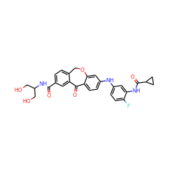 O=C(NC(CO)CO)c1ccc2c(c1)C(=O)c1ccc(Nc3ccc(F)c(NC(=O)C4CC4)c3)cc1OC2 ZINC001772627679