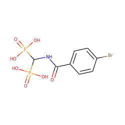 O=C(NC(P(=O)(O)O)P(=O)(O)O)c1ccc(Br)cc1 ZINC000169351252