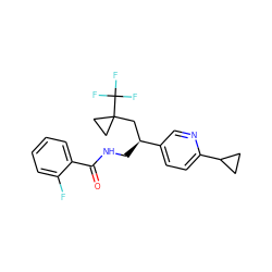 O=C(NC[C@@H](CC1(C(F)(F)F)CC1)c1ccc(C2CC2)nc1)c1ccccc1F ZINC000217366386