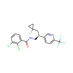 O=C(NC[C@@H](CC1(F)CC1)c1ccc(C(F)(F)F)nc1)c1cccc(Cl)c1Cl ZINC000217371517