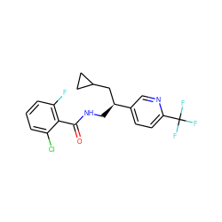 O=C(NC[C@@H](CC1CC1)c1ccc(C(F)(F)F)nc1)c1c(F)cccc1Cl ZINC000217367938