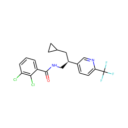 O=C(NC[C@@H](CC1CC1)c1ccc(C(F)(F)F)nc1)c1cccc(Cl)c1Cl ZINC000205778407