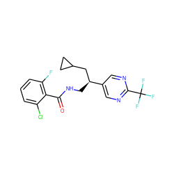 O=C(NC[C@@H](CC1CC1)c1cnc(C(F)(F)F)nc1)c1c(F)cccc1Cl ZINC000207684875