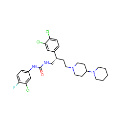 O=C(NC[C@@H](CCN1CCC(N2CCCCC2)CC1)c1ccc(Cl)c(Cl)c1)Nc1ccc(F)c(Cl)c1 ZINC000028104182