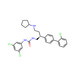O=C(NC[C@@H](CCNC1CCCC1)c1ccc(-c2ccccc2Cl)cc1)Nc1cc(Cl)cc(Cl)c1 ZINC000028118202