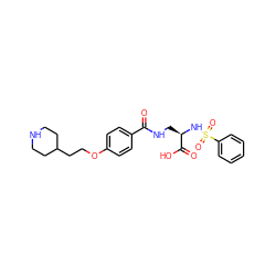 O=C(NC[C@@H](NS(=O)(=O)c1ccccc1)C(=O)O)c1ccc(OCCC2CCNCC2)cc1 ZINC000073312764