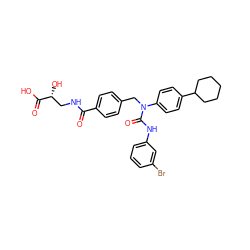 O=C(NC[C@@H](O)C(=O)O)c1ccc(CN(C(=O)Nc2cccc(Br)c2)c2ccc(C3CCCCC3)cc2)cc1 ZINC000044351996