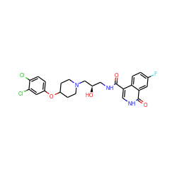 O=C(NC[C@@H](O)CN1CCC(Oc2ccc(Cl)c(Cl)c2)CC1)c1c[nH]c(=O)c2cc(F)ccc12 ZINC000095563976