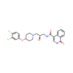 O=C(NC[C@@H](O)CN1CCC(Oc2ccc(Cl)c(Cl)c2)CC1)c1c[nH]c(=O)c2ccccc12 ZINC000003816882