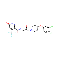 O=C(NC[C@@H](O)CN1CCC(Oc2ccc(Cl)c(Cl)c2)CC1)c1c[nH]c(=O)cc1C(F)(F)F ZINC000095561933