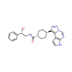 O=C(NC[C@@H](O)c1ccccc1)[C@H]1CC[C@H](c2nnn3cnc4[nH]ccc4c23)CC1 ZINC001772575658