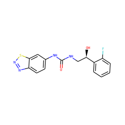 O=C(NC[C@@H](O)c1ccccc1F)Nc1ccc2nnsc2c1 ZINC000095582741