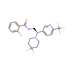 O=C(NC[C@@H](c1ccc(C(F)(F)F)nc1)N1CCC(F)(F)CC1)c1ccccc1Cl ZINC000207604704