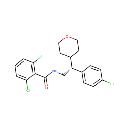 O=C(NC[C@@H](c1ccc(Cl)cc1)C1CCOCC1)c1c(F)cccc1Cl ZINC000217369629