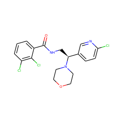 O=C(NC[C@@H](c1ccc(Cl)nc1)N1CCOCC1)c1cccc(Cl)c1Cl ZINC000207596188