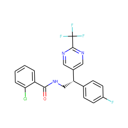 O=C(NC[C@@H](c1ccc(F)cc1)c1cnc(C(F)(F)F)nc1)c1ccccc1Cl ZINC000217379193