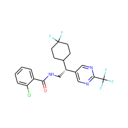 O=C(NC[C@@H](c1cnc(C(F)(F)F)nc1)C1CCC(F)(F)CC1)c1ccccc1Cl ZINC000217379781