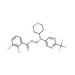 O=C(NC[C@@H](c1cnc(C(F)(F)F)nc1)C1CCOCC1)c1cccc(Cl)c1Cl ZINC000217375958