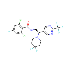 O=C(NC[C@@H](c1cnc(C(F)(F)F)nc1)N1CCC(F)(F)CC1)c1c(Cl)cc(F)cc1Cl ZINC000207676349