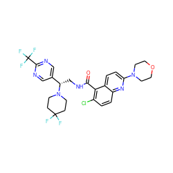 O=C(NC[C@@H](c1cnc(C(F)(F)F)nc1)N1CCC(F)(F)CC1)c1c(Cl)ccc2nc(N3CCOCC3)ccc12 ZINC000220590747