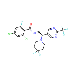 O=C(NC[C@@H](c1cnc(C(F)(F)F)nc1)N1CCC(F)(F)CC1)c1c(F)cc(Cl)cc1Cl ZINC000207667235