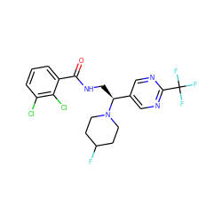 O=C(NC[C@@H](c1cnc(C(F)(F)F)nc1)N1CCC(F)CC1)c1cccc(Cl)c1Cl ZINC001772582710