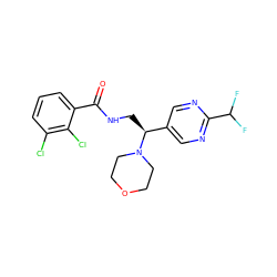 O=C(NC[C@@H](c1cnc(C(F)F)nc1)N1CCOCC1)c1cccc(Cl)c1Cl ZINC001772583210