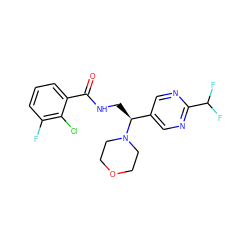 O=C(NC[C@@H](c1cnc(C(F)F)nc1)N1CCOCC1)c1cccc(F)c1Cl ZINC001772600569