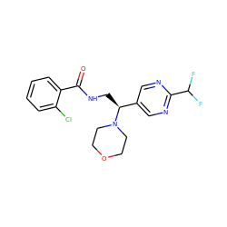 O=C(NC[C@@H](c1cnc(C(F)F)nc1)N1CCOCC1)c1ccccc1Cl ZINC001772597272