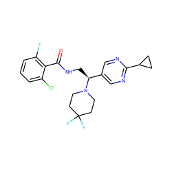 O=C(NC[C@@H](c1cnc(C2CC2)nc1)N1CCC(F)(F)CC1)c1c(F)cccc1Cl ZINC000207676685