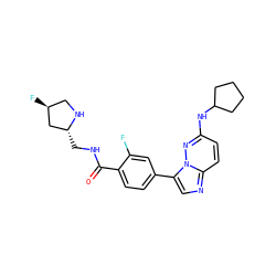 O=C(NC[C@@H]1C[C@@H](F)CN1)c1ccc(-c2cnc3ccc(NC4CCCC4)nn23)cc1F ZINC000072177709