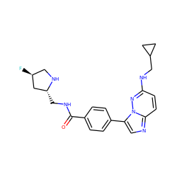 O=C(NC[C@@H]1C[C@@H](F)CN1)c1ccc(-c2cnc3ccc(NCC4CC4)nn23)cc1 ZINC000066098497