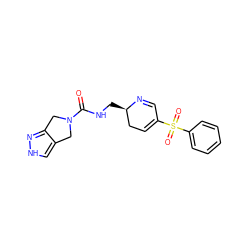 O=C(NC[C@@H]1CC=C(S(=O)(=O)c2ccccc2)C=N1)N1Cc2c[nH]nc2C1 ZINC001772608679