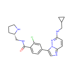 O=C(NC[C@@H]1CCCN1)c1ccc(-c2cnc3ccc(NCC4CC4)nn23)cc1Cl ZINC000072177932