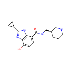 O=C(NC[C@@H]1CCCNC1)c1ccc(O)c2nc(C3CC3)[nH]c12 ZINC000118662123