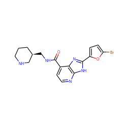 O=C(NC[C@@H]1CCCNC1)c1ccnc2[nH]c(-c3ccc(Br)o3)nc12 ZINC000143177656