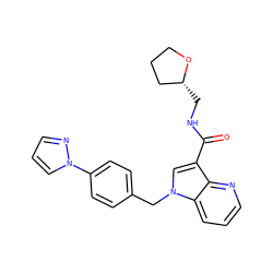 O=C(NC[C@@H]1CCCO1)c1cn(Cc2ccc(-n3cccn3)cc2)c2cccnc12 ZINC000653805841