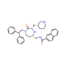 O=C(NC[C@@H]1CCN(CC(c2ccccc2)c2ccccc2)C(=O)[C@H](C[C@H]2CCCNC2)N1)c1ccc2ccccc2c1 ZINC001772616535