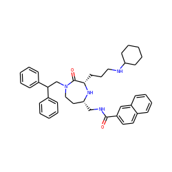 O=C(NC[C@@H]1CCN(CC(c2ccccc2)c2ccccc2)C(=O)[C@H](CCCNC2CCCCC2)N1)c1ccc2ccccc2c1 ZINC000118694034